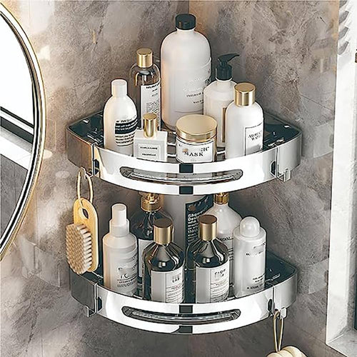 Wall-Mounted Bathroom Corner Shelf – Double Layer Stainless Steel